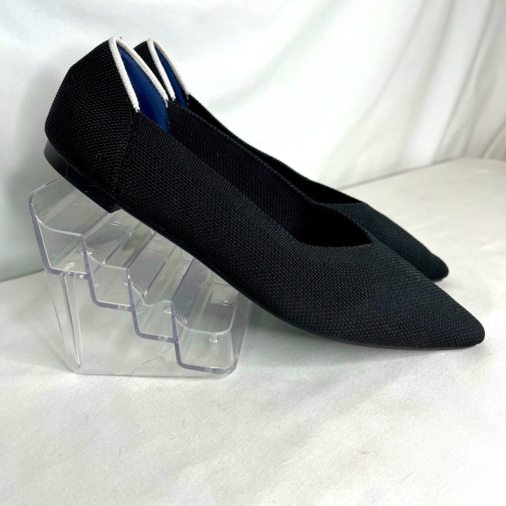 UNN Unique & Nature Black Ballet Flats Pointed Toe Shoes Women’s Sz ~US 8, EU 39